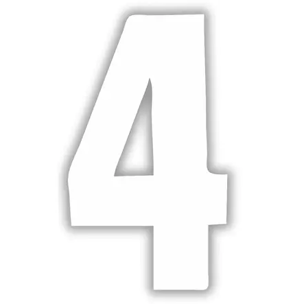 10 x Pisla numerotarra 4 valkoinen 17cm - Talonumerot ja -kirjaimet - 6414676007852R10 - 1