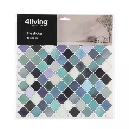 Laattatarra geometrinen lila/harmaa/vihr - Sisustuskalvot - 6410416526850 - 2