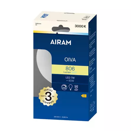 LED G95 830 806lm E27 DIM OIVA OP - Lamput E27 kanta - 6435200307330 - 2