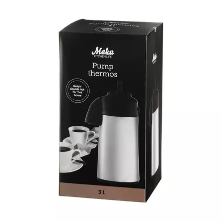 Maku Pumpputermos teräs 3 L - Termospullot, -mukit ja ruokatermokset - 6410411825200 - 2