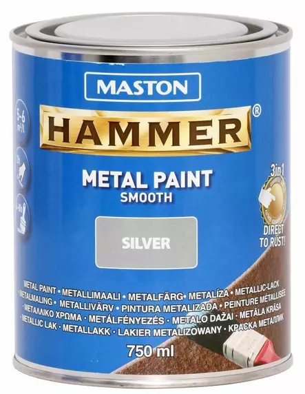 METALLIMAALI HAMMER SILEÄ HOPEA 750ML MASTON - Metallimaalit - 6412490012090 - 1