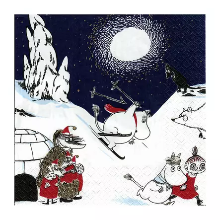 Servetti Moomin Talvimaa tummansin 24cm - Kahviliinat 24x24 - 6411630203060 - 1