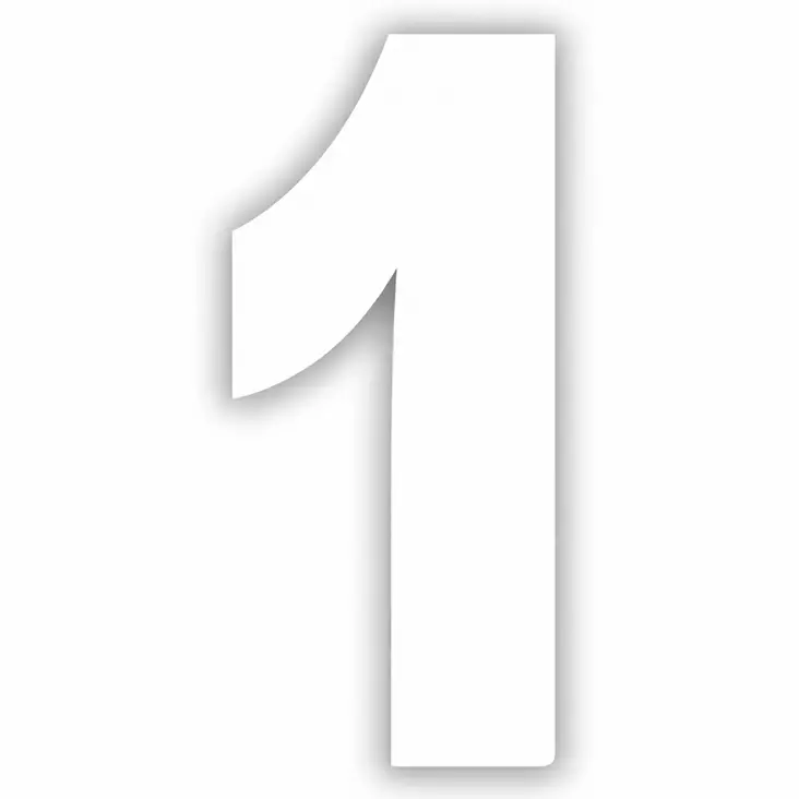 10 x Pisla numerotarra 1 valkoinen 17cm - Talonumerot ja -kirjaimet - 6414676007821R10 - 1