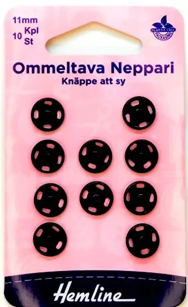 HEMLINE OMMELTAVA NEPPARI 11MM MUSTA - Käsityötarvikkeet - 9317385021270 - 1
