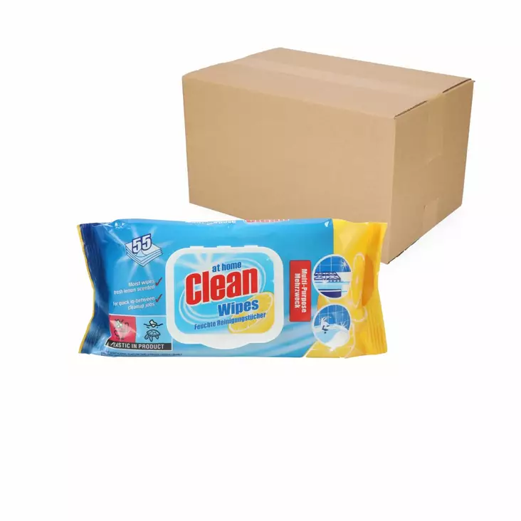 At Home puhdistusliina 24x55kpl laatikko sitruuna. - Desifiointiaineet - 8720604319040 - 1