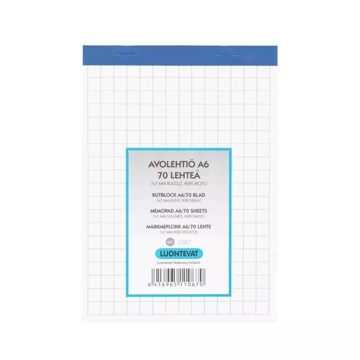 AVOLEHTIÖ A6/70 7*7MM RUUDUT - Lehtiöt, muistikirjat ja vihkot - 6416965110670 - 1