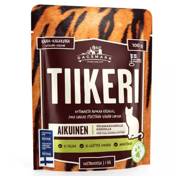 Dagsmark Tiikeri 100G Kanaa Ja Kalkkunaa - Kissanruoat ja herkut - 6430066381210 - 1
