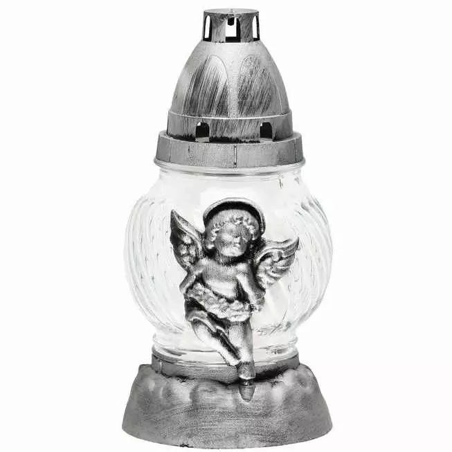 Hautakynttilä Enkeli harmaa 19 cm - Hautakynttilät - 6410412593450 - 1