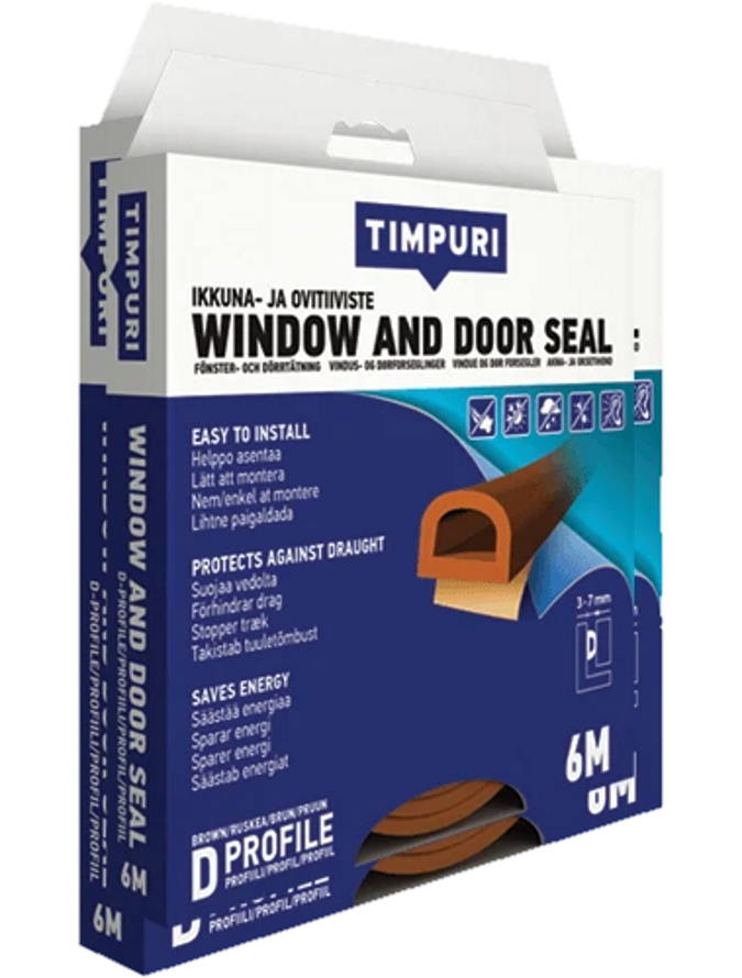 IKKUNA- JA OVITIIVISTE D-PROFIILI 6M RUSKEA - Ikkuna- ja ovitiivisteet - 6418091706260 - 1