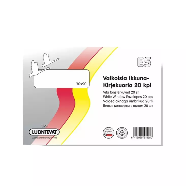 IKKUNAKIRJEKUORI E5/20 VALK.TARRASULJ. - Toimistopaperit ja kirjekuoret - 6416965515550 - 1