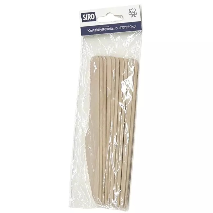 Kertakäyttöveitsi 10kpl puinen - Kertakäyttöaterimet - 6438168116020 - 1