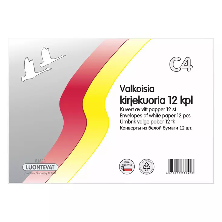 KIRJEKUORI C4/12KPL VALK.TARRASULJ. - Toimistopaperit ja kirjekuoret - 6416965515420 - 1