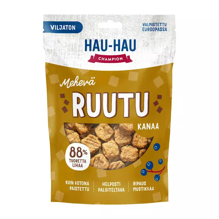 HAU HAU MEHEVÄ RUUTU KANAA 140G - Koiranruoat ja herkut - 6438554003880 - 1