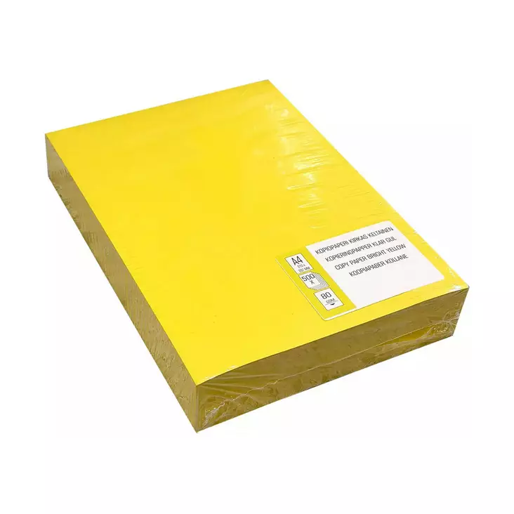 Tulostuspaperi 80gsm A4/500 Keltainen - Toimistopaperit ja kirjekuoret - 6416965612600 - 1