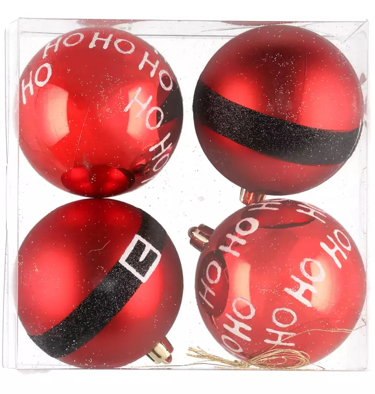 KUUSENPALLO Hohoho 8 cm 4 kpl - Kuusenpallot ja ripustettavat koristeet - 6410413183810 - 1