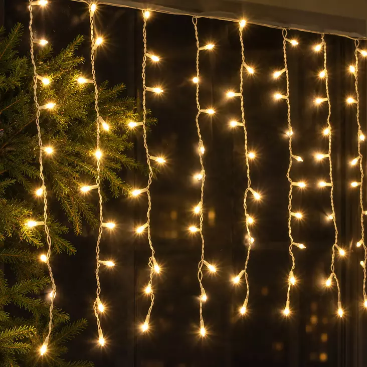 Jääkristalli Valoverho 1x1m 100 Led, läm - Ikkunan valokoristeet - 6438159366700 - 1