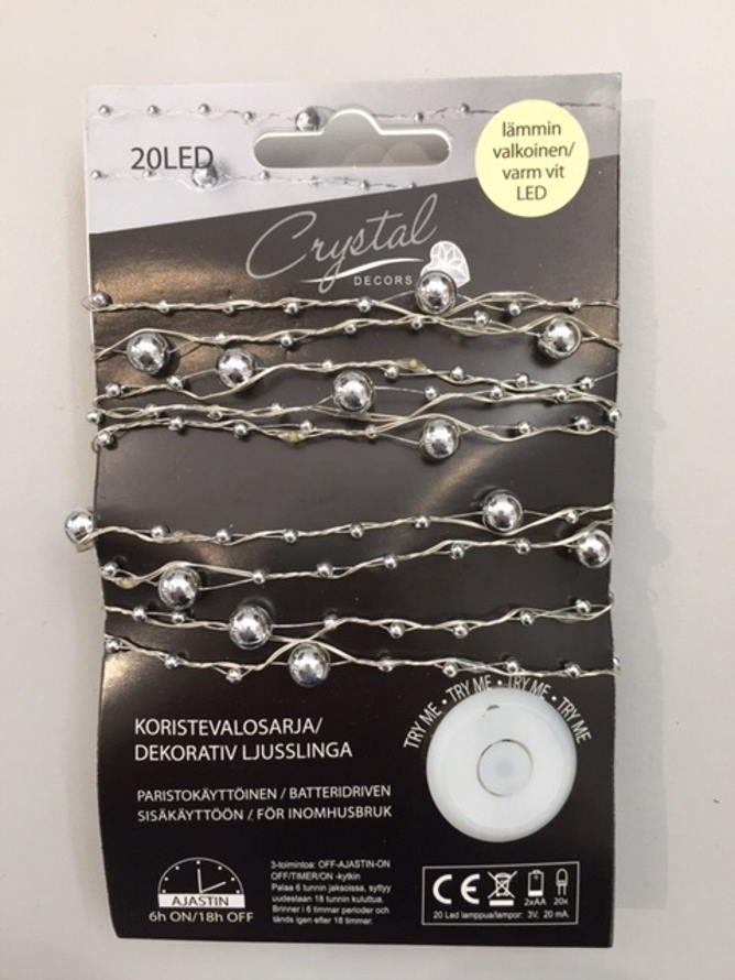 LED HOPEINEN HELMI LED 20 LED - Valosarjat paristokäyttöiset - 6438159302760 - 1