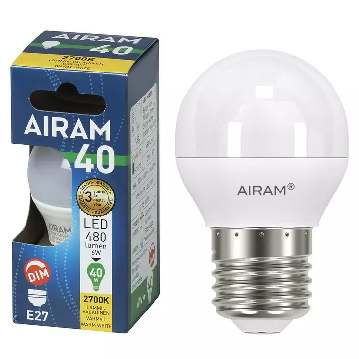 LED OP P45 6W/827 E27 DIM - Lamput E27 kanta - 6435200244390 - 1