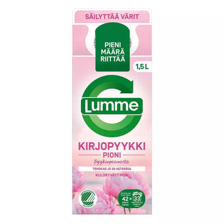 Lumme Kirjopyykki 1500ml Pioni tiivistet - Pyykinpesunesteet - 7046110327210 - 1