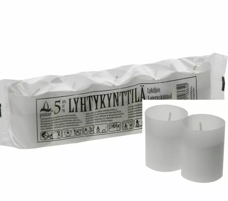 LYHTYKYNTTILÄ VALKOINEN 5KPL - Hautakynttilät - 6410411103650 - 1