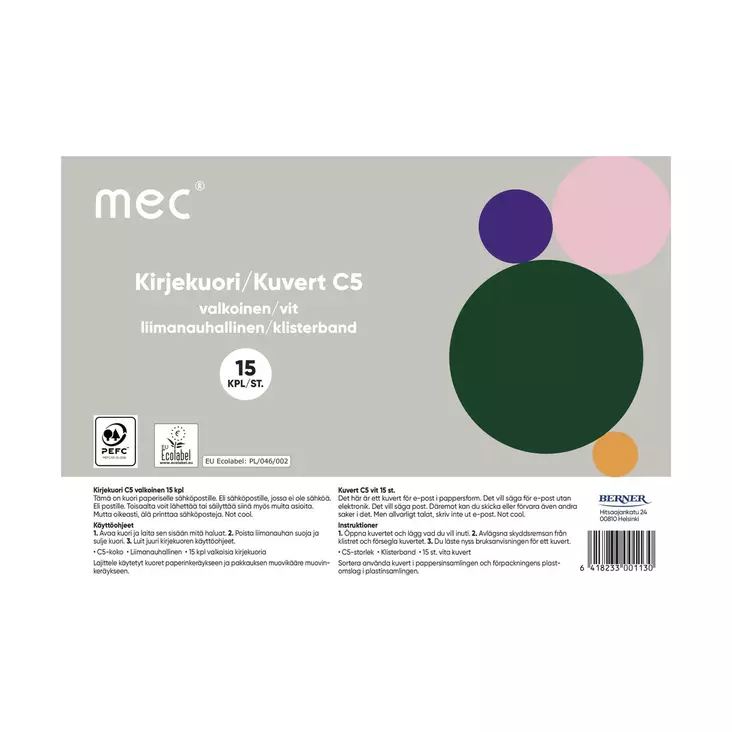 MEC KIRJEKUORI C4 LN VALK 15 - Toimistopaperit ja kirjekuoret - 6418233001130 - 1