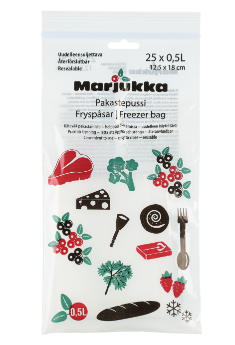 pakastepussi uudelleensuljettava marjukka pakastuspussi - Pakastuspussit ja -rasiat - 6410411983030 - 1
