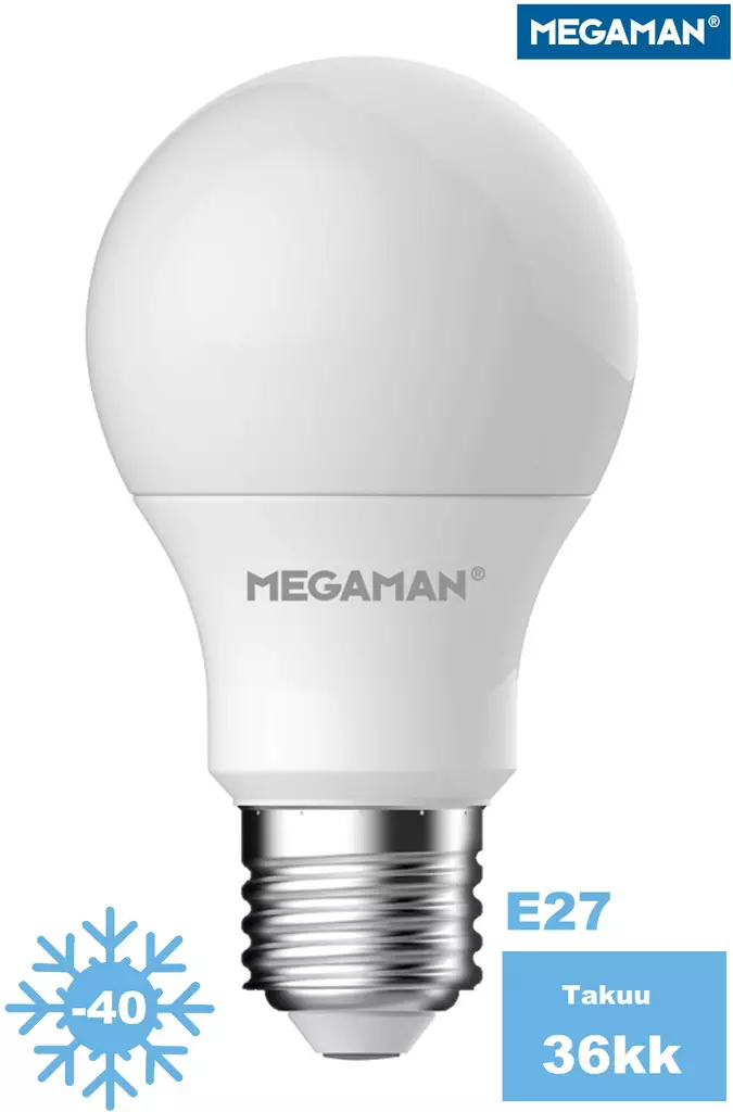 PAKKASLAMPPU LED 9,5W -40C E27 MEGAMAN - Lamput E27 kanta - 4892657106190 - 1