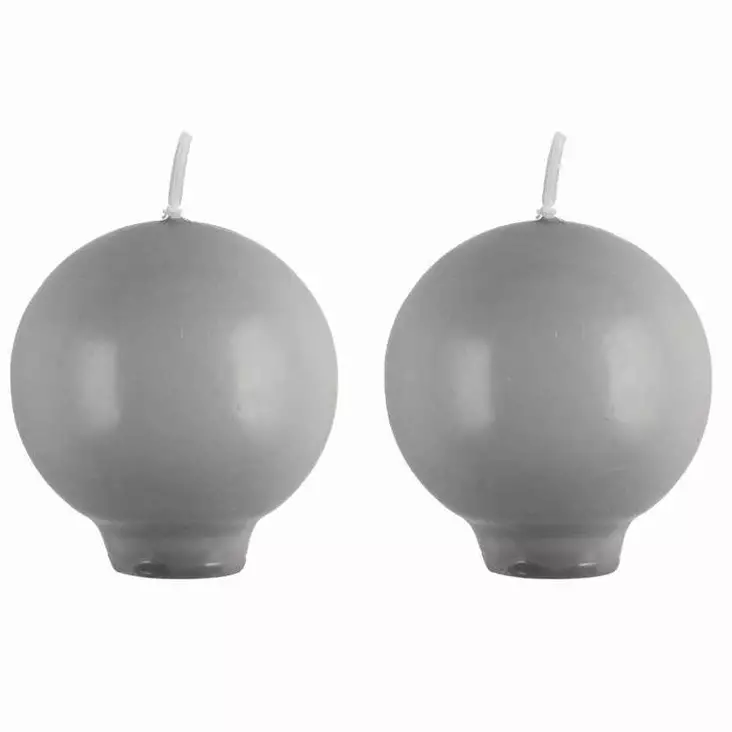 Pallokynttilä jalallinen 2 kpl harmaa - Pallokynttilät ja pöytäkynttilät - 6410416186030 - 1