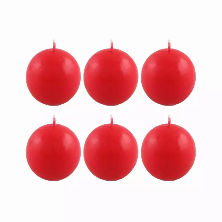 Pallokynttilä joulunpunainen 6 cm 6 kpl - Pallokynttilät ja pöytäkynttilät - 6410413305700 - 1