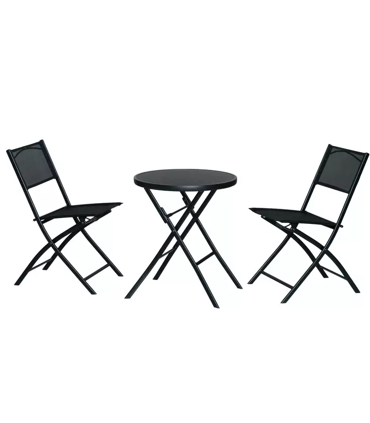 Parvekesetti kokoontaittuva musta 4Living - Ulkokalustesetit ja sohvaryhmät - 6410412869920 - 1