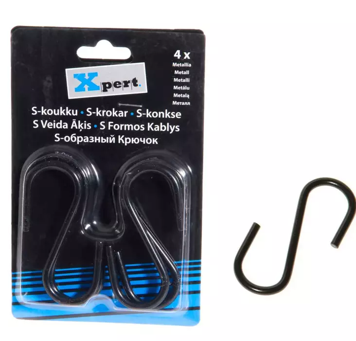 S-koukku 4kpl musta - Koukut, naulakot ja telineet - 6410412127730 - 2