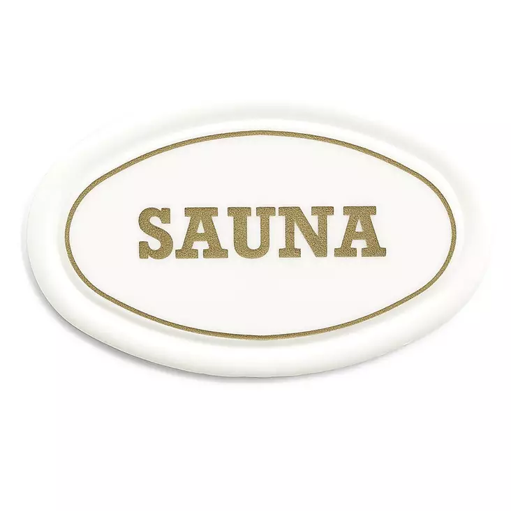 SAUNAKYLTTI SANI SAUNA Valkoinen muovi HABO - Opasteet ja kyltit - 6416038190820 - 1