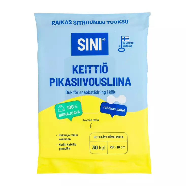 PIKASIIVOUSLIINA 30KPL SINI KEITTIÖ - Kertakäyttösiivousliinat - 6423800037610 - 1