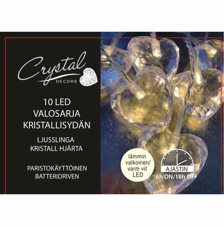 SISÄVALOSARJA 10 LED Kristallisydän - Valosarjat paristokäyttöiset - 6438159313070 - 1