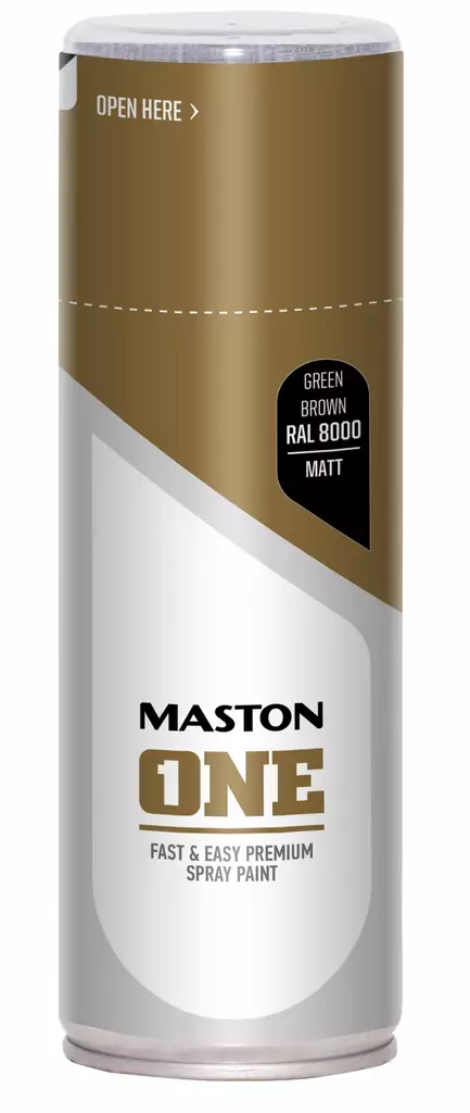 SPRAYMAALI ONE VIHREÄN RUSKEA RAL8000 400ml MASTON ACRYLCOMP MATTA - Spraymaalit - 6412490045500 - 1