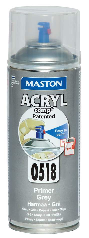 SPRAYMAALI POHJAMAALI HARMAA ACRYLCOMP 0518 400ml MASTON - Spraymaalit - 6412490023140 - 1