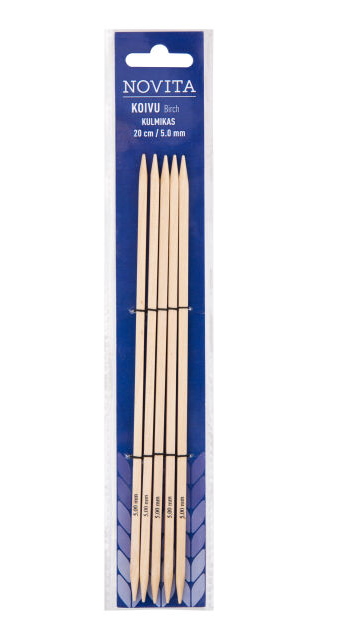 SUKKAPUIKKO KULMIKAS KOIVU 20cm 5,0mm Novita sukkapuikko koivu - Sukkapuikot - 6412619825020 - 1