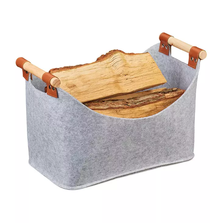 Huovasta valmistettu säilytyskori, joka sopii takkapuille tai muille tavaroille. - Sisustuskorit ja puulaatikot - 6438168115580 - 1