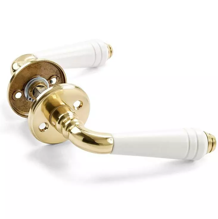 VÄLIOVENPAINIKE 607 VALKOINEN/MESSINKI - Ikkunatarvikkeet ja ovitarvikkeet - 7317900075940 - 1