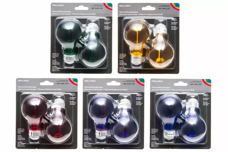 Varalalamppu Filament 36V E27 2kpl/pkt - Valokoristeiden varalamput - 6410412853110 - 1