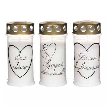 Hautakynttilä tekstillä 65 h - Hautakynttilät - 6410416517261 - 1