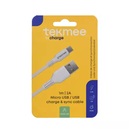 Tekmee latausjohto 1m MicroUSB-USB - Laturit, kaapelit ja varavirtalähteet - 3661075296681 - 1