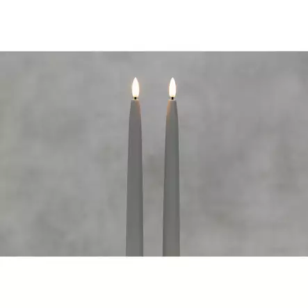3D LED-kynttilä 2kpl 28 cm harmaa - LED-kynttilät - 6410416578781 - 1
