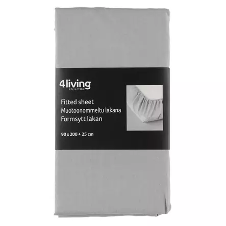 Muotoonommeltu lakana 90x200+25cm harmaa - Pussilakanat, petivaatteet ja tyynyt - 6410416252681 - 2