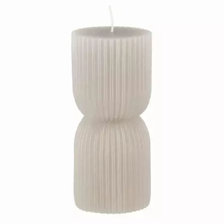 Pöytäkynttilä Tiimalasi uurrettu harmaa 7x15,5 cm - Pallokynttilät ja pöytäkynttilät - 6410416365091 - 1