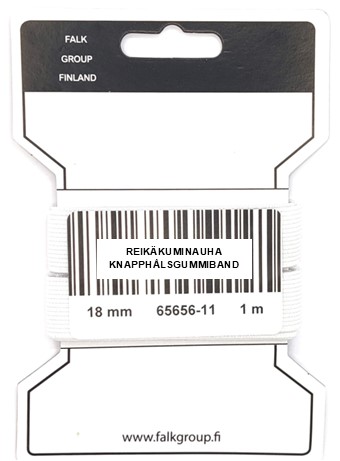 REIK=C3=84KUMINAUHA 18 MM VALKOINEN - Ompelulangat ja ompelutarvikkeet - 7316710656561 - 0