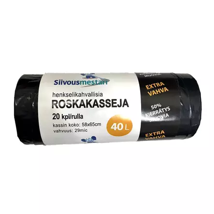 ROSKAKASSI Kahvoilla 40L 20pss/rll - Roskapussit - 6438159917001 - 1