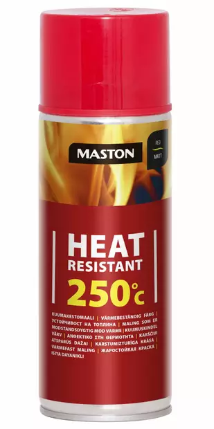 Spraymaali Kuumakesto 250C punainen 400ml
Spraymaali Kuumakesto 250C punainen 400ml - Spraymaalit - 6412494008051 - 1