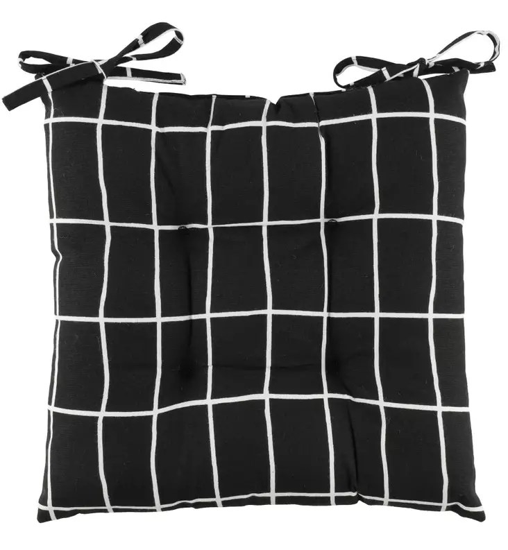 Istuintyyny solmimisnauhoilla. Printattu ruutukuosi. K=C3=A4sinpesu. - Istuintyynyt ja pehmusteet - 6410416140841 - 1