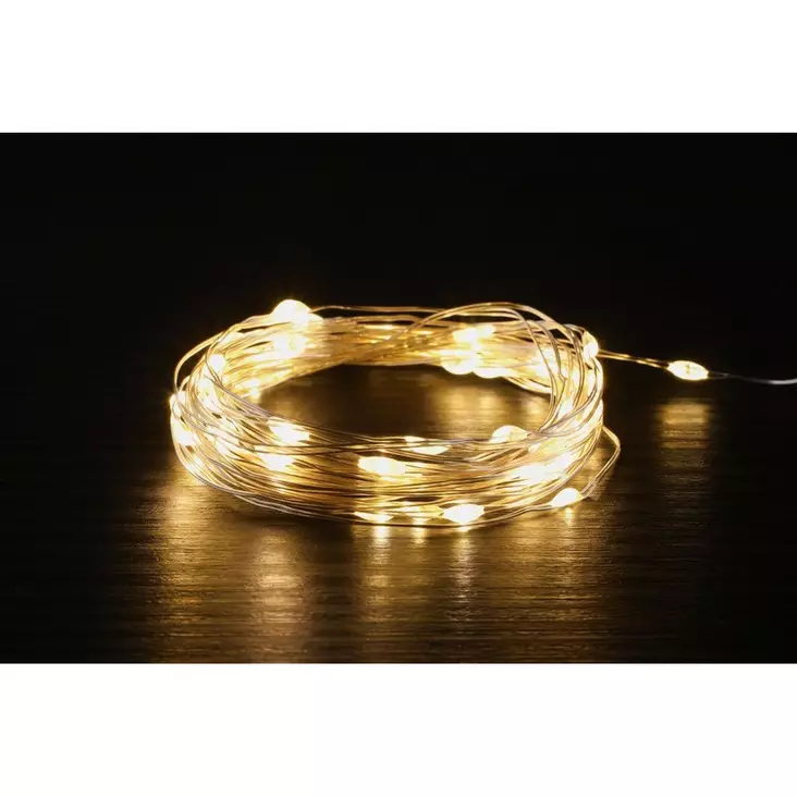 Paristovalot micro 50 Led ulkokäyttöön lämmin valkoinen 5m - Valosarjat paristokäyttöiset - 6410416377131 - 1